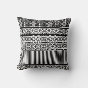 Black and white pattern with lace and patchwork cushion