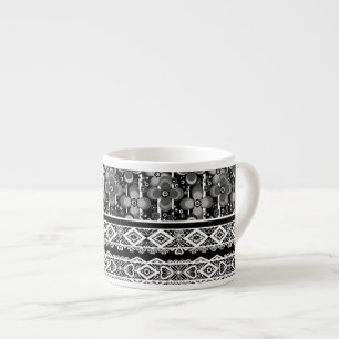 Black and white pattern with lace and patchwork espresso cup