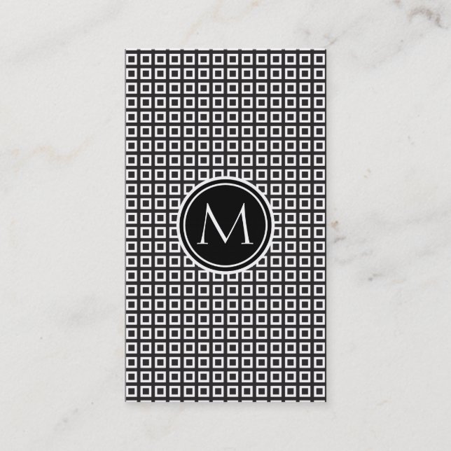 Black and White Patterned Professional Business Card (Front)