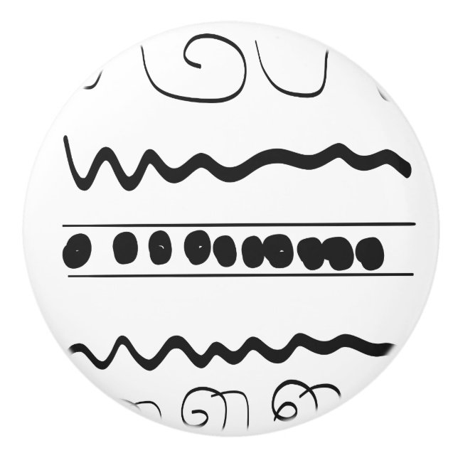 Black and White Patterned Round Drawer Pull (Front)