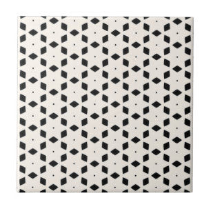 Black and White Patterns   Diamonds and Stars II Tile