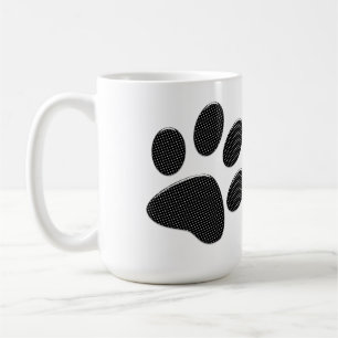 Black and white paw polka dots coffee mug