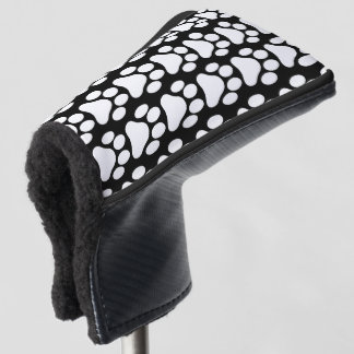 Black and White Paw Print Golf Putter Cover