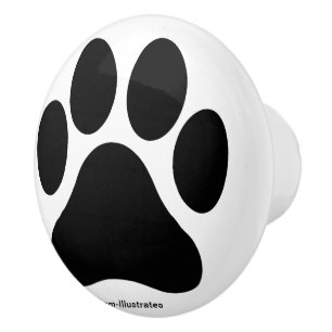 Black and White Paw Print Pattern Doorknob Ceramic Knob