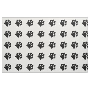 Black and White Paw Print Pattern Fabric
