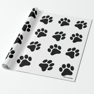 Black and White Paw Print Pattern Wrapping Paper