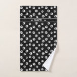 Black And White Paw Print Personalised Dog Towel<br><div class="desc">Why use a worn out cloth to clean your dog's paws after a muddy walk? He will just be as happy to have a fashionable, trendy, personalised towel (and nobody will ever steal it again to clean up the kitchen floor)! Elegant white and black paw print pattern. Name to personalise....</div>