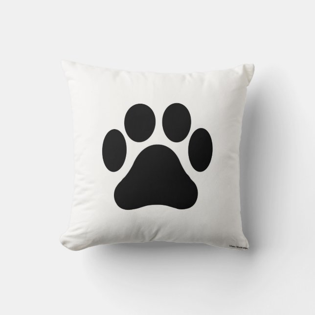 Black and White Paw Print Pillow Home Decor (Front)