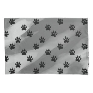 Black and White Paw Prints Pattern Pillowcase