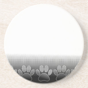 Black And White Paws Gradient Background Coaster