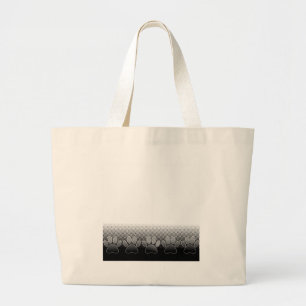 Black And White Paws Gradient Background Large Tote Bag