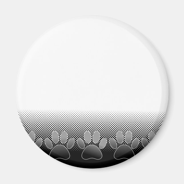 Black And White Paws Gradient Background Magnet (Front)
