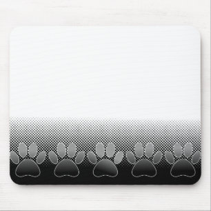 Black And White Paws Gradient Background Mouse Pad