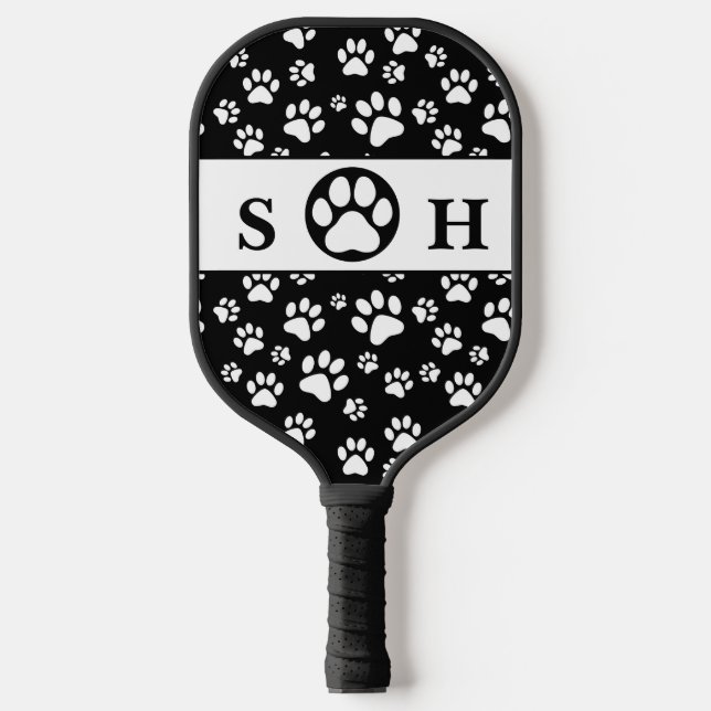 Black and White Paws Signature Pickleball Paddle (Front)