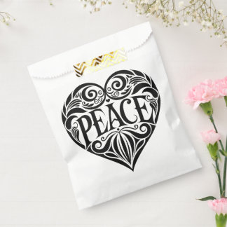 BLACK AND WHITE PEACE HEART FAVOUR BAG