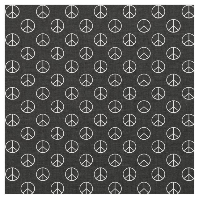 Black and White Peace Sign Fabric (Close Up)