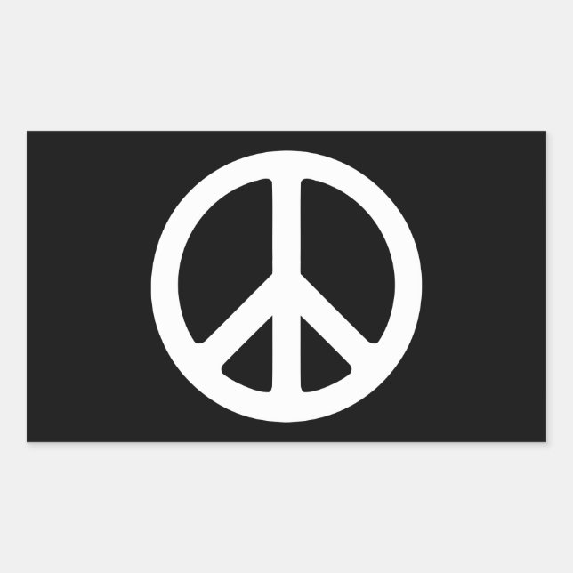 Black and White Peace Sign Rectangular Sticker (Front)