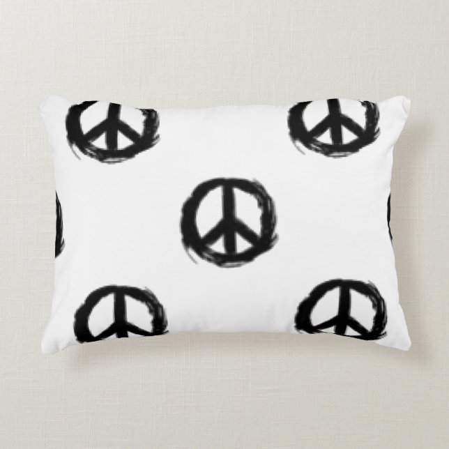 Black and white peace sign square accent pillow (Front)
