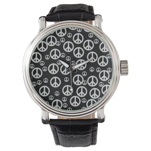 Black and White Peace Signs Watch (Front)