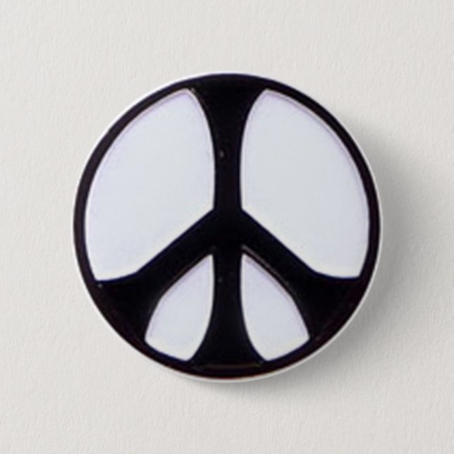Black and White Peace Symbol 6 Cm Round Badge (Front)