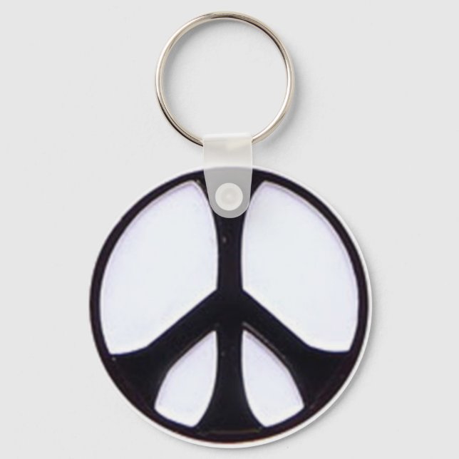 Black and White Peace Symbol Key Ring (Front)