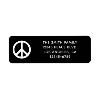 Black and White Peace Symbol Return Address Label