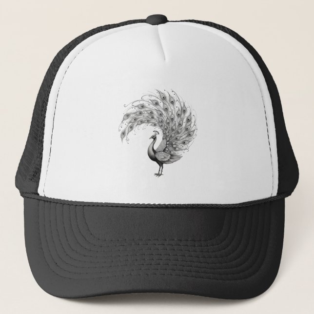 Black and White Peacock Hat (Front)