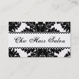 Black and White Pearl Damask Business Cards