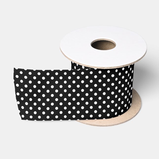 Black and White Peas Pattern Satin Ribbon (Spool)