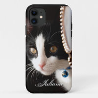 Black and White Peek a Boo Cat iPhone 5 Case