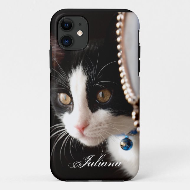 Black and White Peek a Boo Cat iPhone 5 Case (Back)