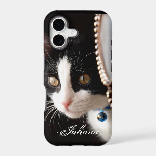 Black and White Peek a Boo Cat iPhone 5 Case