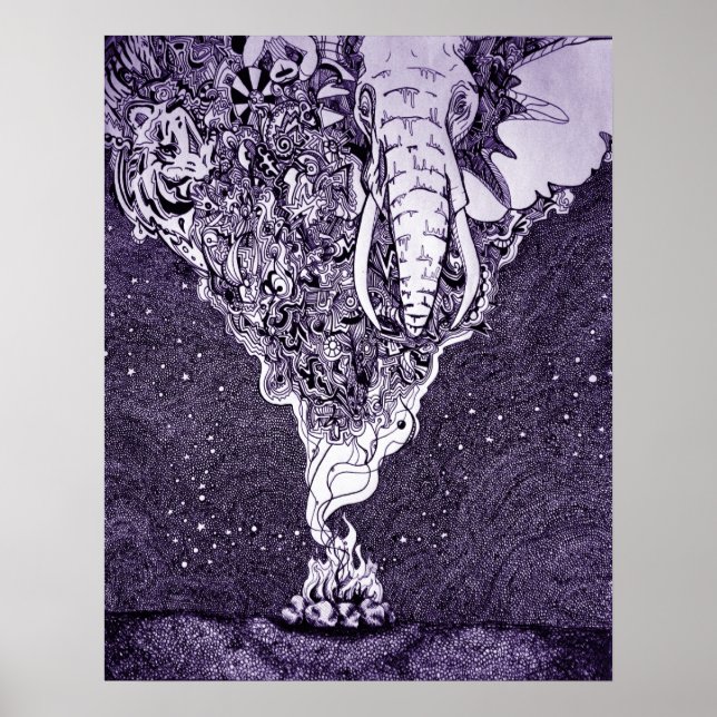 black and white pen and ink drawing poster (Front)