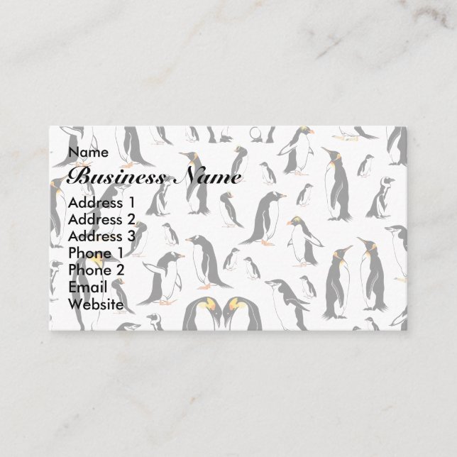 Black and white penguin Pattern Business Card (Front)