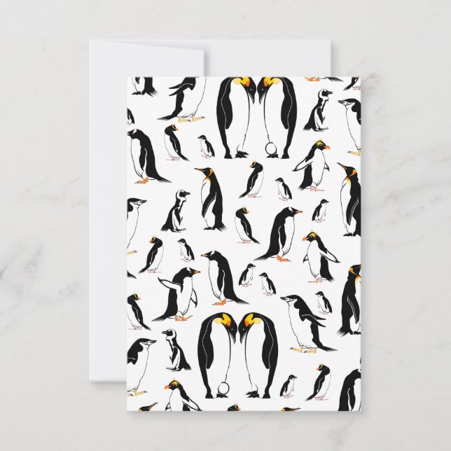 Black and white penguin Pattern Card (Front)