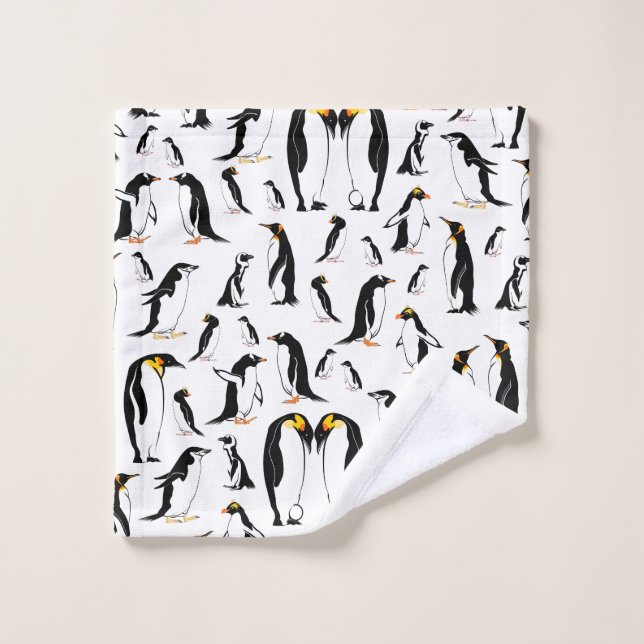 Black and white penguin Pattern Wash Cloth (Wash Cloth)