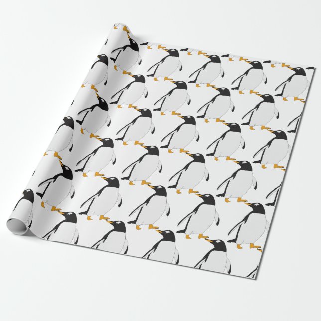 Black and white Penguin wrapping paper (Unrolled)
