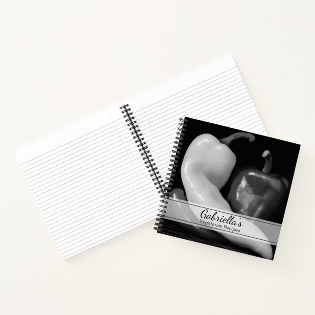 Black and White Peppers Vegetarian Recipe Notebook (Inside)