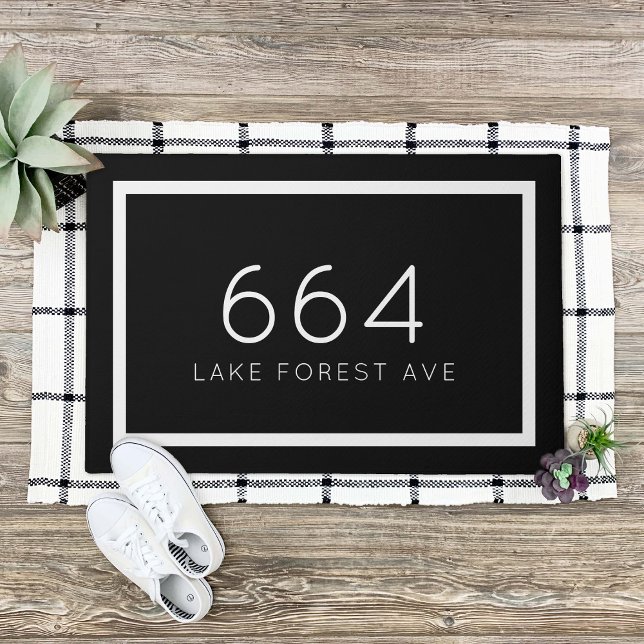 Black and White Personalised Address Number Doormat (Creator Uploaded)