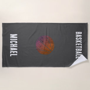 Black and White Personalised Basketball Beach Towel