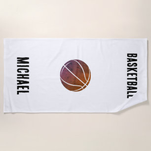 Black and White Personalised Basketball  Beach Towel