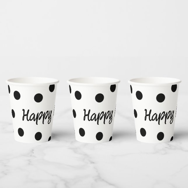 Black and white personalised birthday paper cups (Multi)
