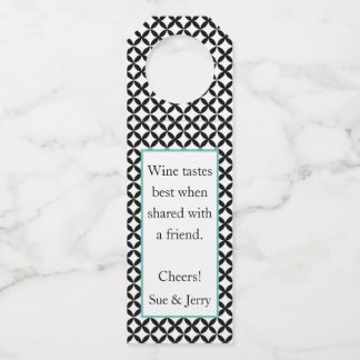 Black and White Personalised Bottle Hanger Tags