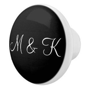 Black and White Personalised Ceramic Knob