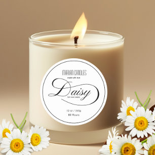 Black and white Personalised Daisy Candle Label