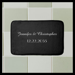 Black and White Personalised Elegant Plush Bath Mat