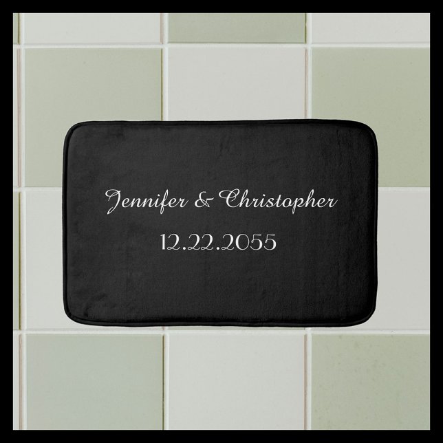Black and White Personalised Elegant Plush Bath Mat (Creator Uploaded)