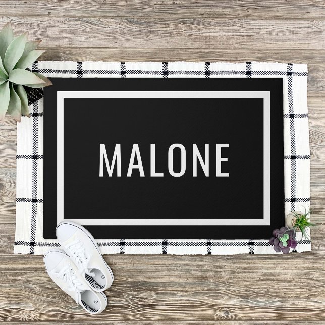 Black and White Personalised Family Name Doormat (Creator Uploaded)