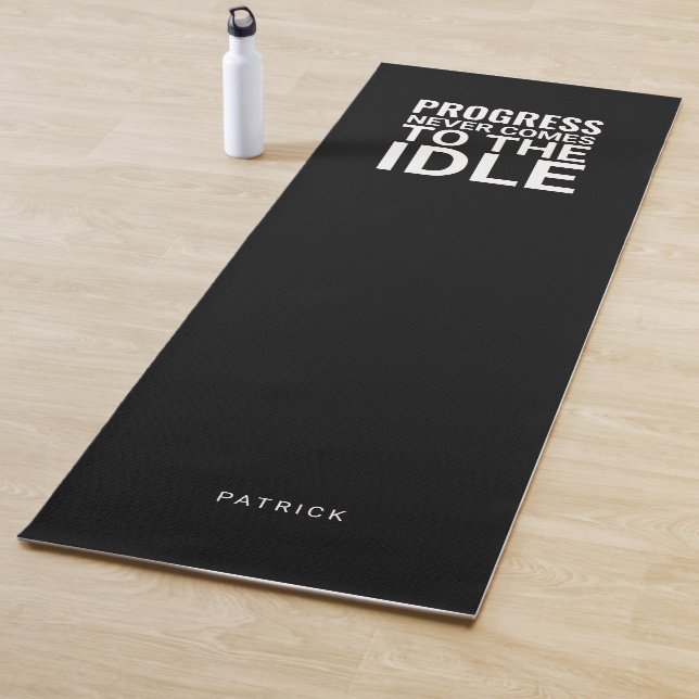 Black and White Personalised Fitness Inspiration Yoga Mat (In Situ)
