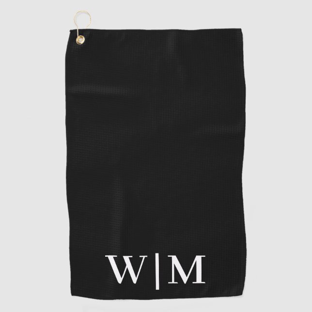 Black and White Personalised Golf Towel (Front)